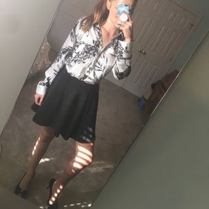 White House Black Market Floral Button Up